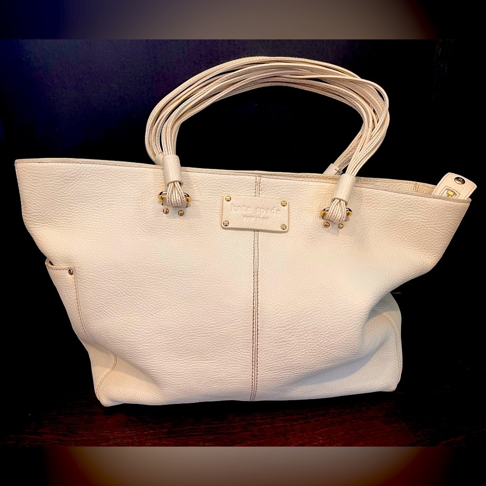 kate spade New York Cream Off White Pebbled Leather Hobo Shoulder Bag Purse